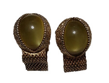 Swank Cufflinks Gold Tone Green Stone Holidays Parties Dinners Interview Wedding