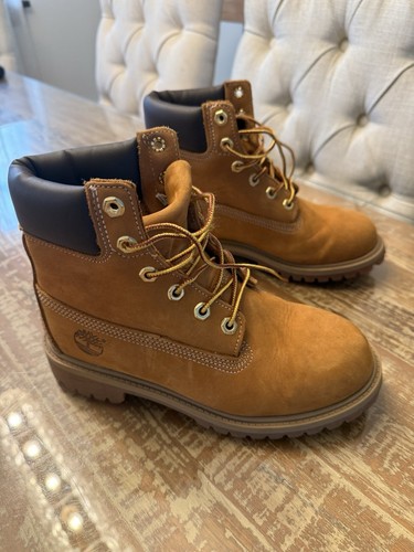 Timberland Junior 6" Premium Wheat Waterproof Boots Size 3.5 Brown 12909
