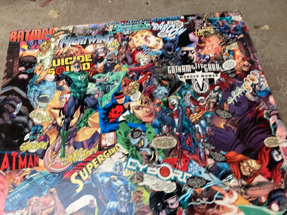 Red Painted Side Table Decoupage Comic Top 55 x 55 cm x 50 cm high - Image 4 of 4