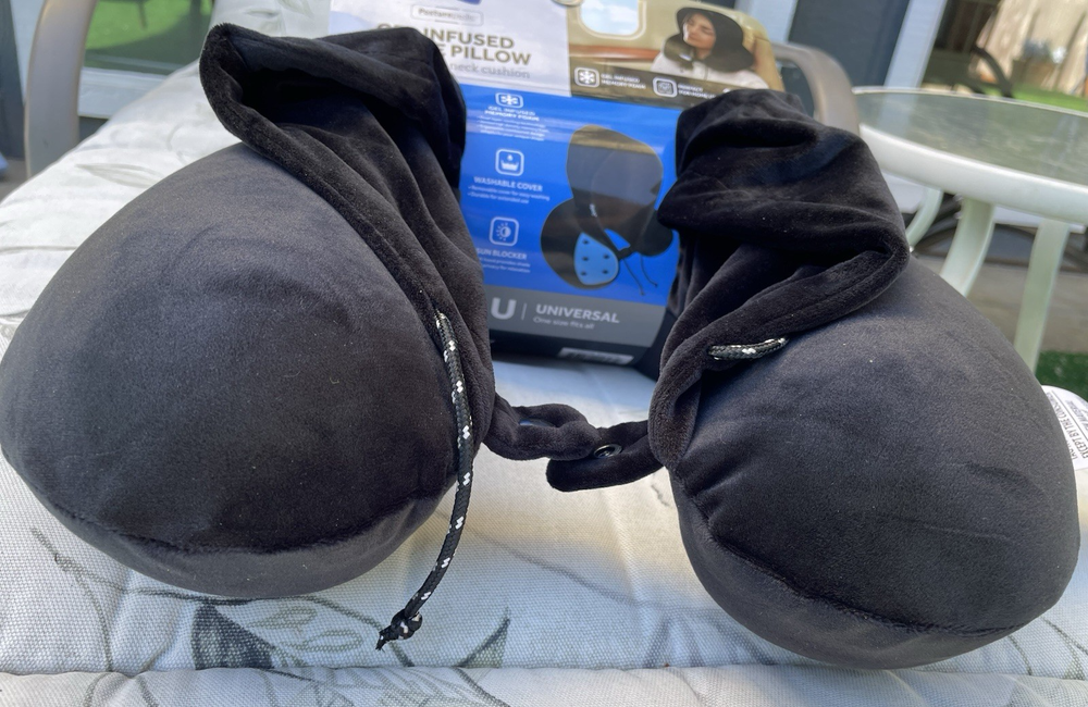 Sealy Neck Support Travel Pillow with Hoodie and Gel Memory Foam