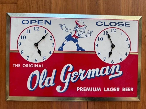 OLD GERMAN BEER SIGN OPEN CLOSE TOC TIN OVER CARDBOARD VINTAGE