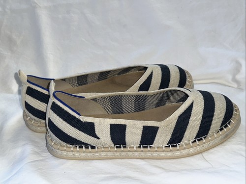 Rothy's The Espadrille Flats Sailor Stripes Navy Blue / Ivory Sz 8.5 - Picture 3 of 7