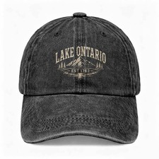 Lake Ontario Est.1763 Dad Hat Great Lakes Vintage Washed Baseball Cap Adjustable