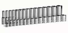 3/8 in. Drive Shallow and Deep Chrome Socket Set, 6-Point, 8 to 22 mm, 30-Piece