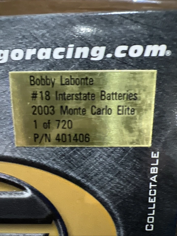 RCCA Elite 2003 1/24 Bobby Labonte Chevrolet Monte Carlo NASCAR diecast solo 720 Foto 2 de 4