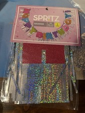 New Spritz Happy Birthday Banner Multi Color Silver Glitter Banner Large 82in