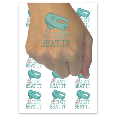 Just Beat It Hand Mixer Temporary Tattoo Water Resistant Fake Body Art Set