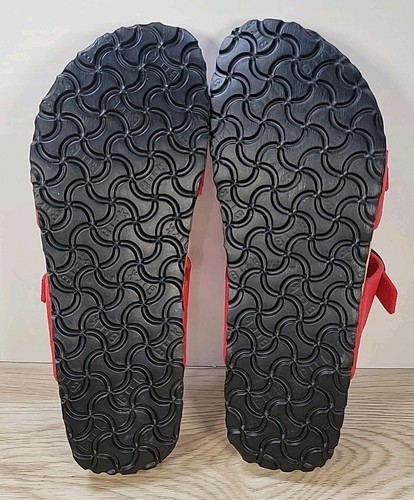 Birkenstocks Birki's Red Double Strap Sandals Pebbled Leather Size 41 US 10 NEW - Picture 9 of 13