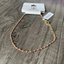 Giani Bernini Enamel Bead Ankle Bracelet Chain in Sterling Silver Pink 18k Gold