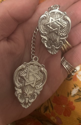 Vtg Sterling? Israel Judaica Tallit Prayer Shawl Clips Star Of David 21.1 Gr 626