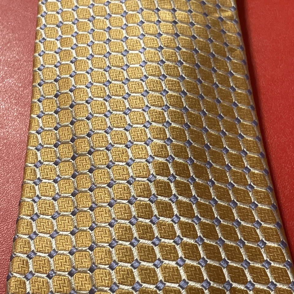 Corbata geométrica de seda tejida gruesa Ike Behar usada en excelente estado hecha a mano en EE. UU. Foto 3 de 4