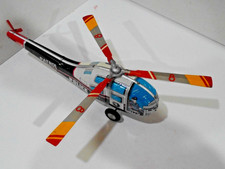 POLICE PATROL HELICOPER-FRICTION-ROTOR TURNS-WORKS-13" LONG- ALL TIN -JAPAN
