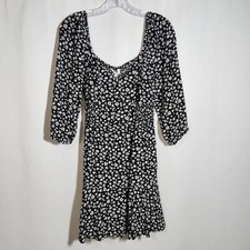 Vestido floral negro blanco manga larga talla grande Review Never Established para mujer