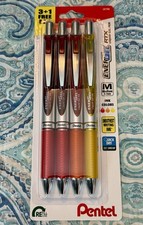 4 Pentel EnerGel RTX MEDIUM 0.7mm red orange yellow INK LIQUID GEL PENS 28788