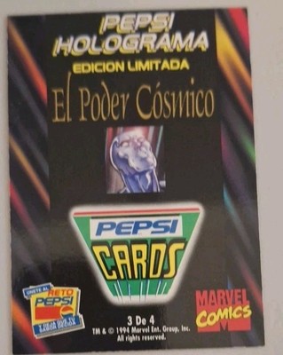 MARVEL PEPSI CARDS, 1994. El Reto Pepsi-Yellow Symbol-. ''Poder Cósmico''