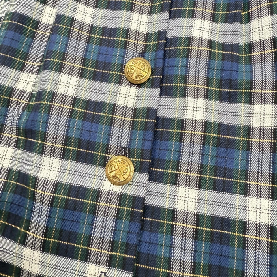 Vestido Vintage Misty Lane Cuadros 7/8 Botón Dorado Navidad Vacaciones Años 80 Etiqueta Unión Foto 4 de 4