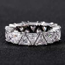 6Ct Trillion Cut Natural Diamond Solid 950 Platinum Luxury Eternity Band Ring