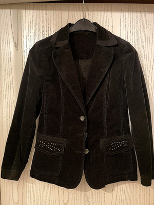 Edler Damen-Blazer von Steilmann, schwarz, Gr. 42, Feincord Stretch, neuwertig