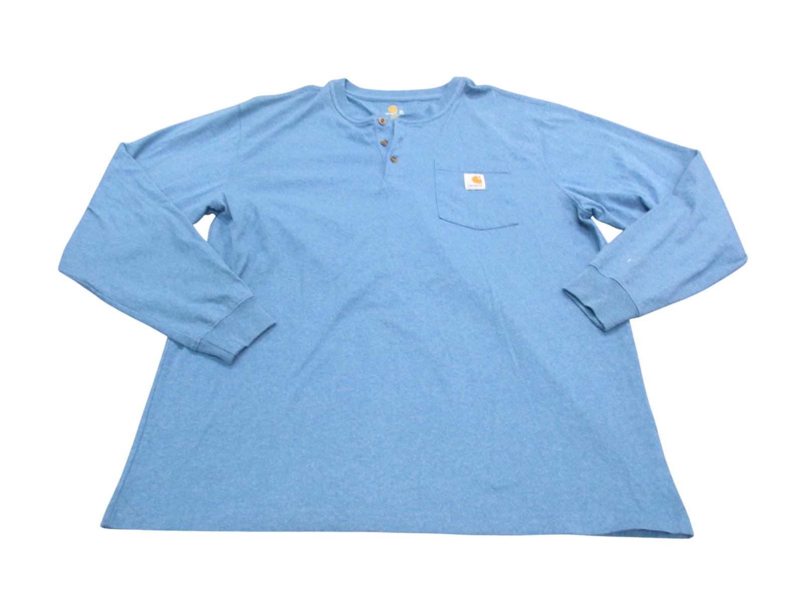 Carhartt Shirt Mens XL Blue Long Sleeve Henley Pocket Tee Original Fit Workwear