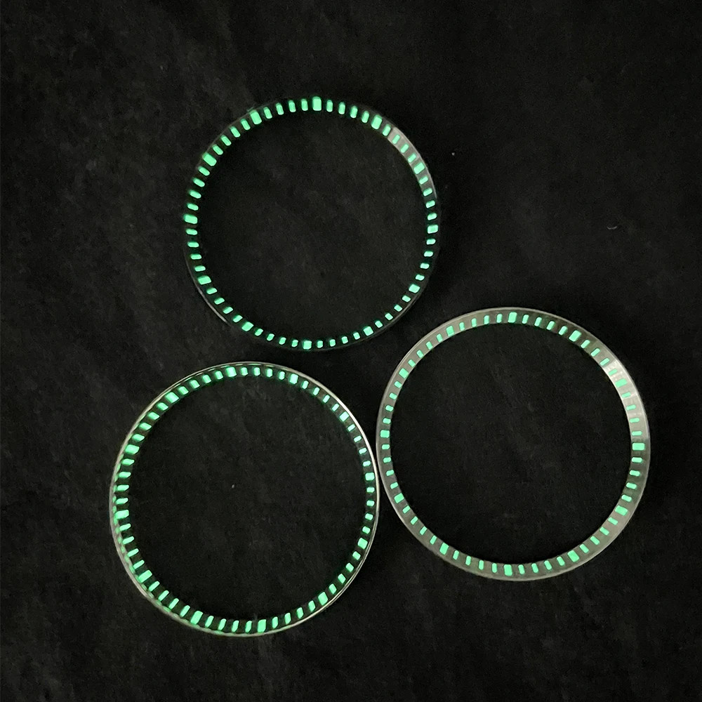 316L Stainless Steel Chapter Ring Filled Super C1 Green Luminous For SKX007 Mods