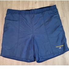 Vintage Polo Sport Ralph Lauren Mens Navy Blue Nylon Swim Trunks Shorts Large