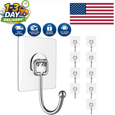 #ad Versatile Waterproof Hooks 10 Pack Heavy Duty Perfect for Kitchen amp; Bath $15.99