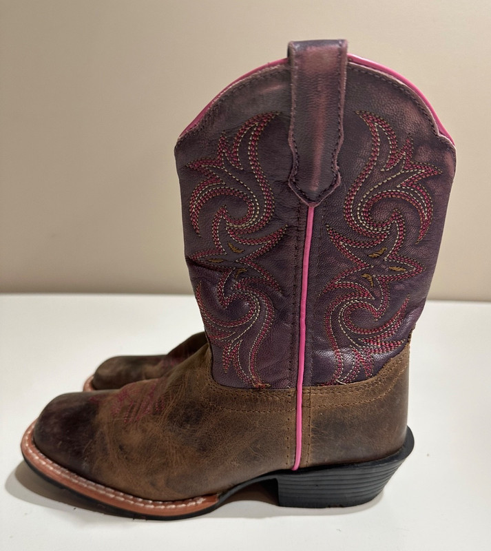 Dan Post Girl’s Majesty Leather Square Toe Boots DPC2947 Size 1 D Brown Pink