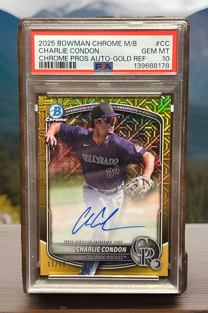 2025 BOWMAN CHARLIE CONDON AUTO GOLD MOJO REFRACTOR /50 PSA 10 POP 3🔥🔥🔥📈📈📈