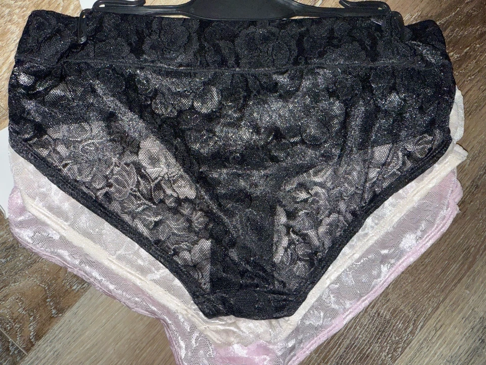 Daisy Fuentes ~ Bragas Ropa Interior Hipster Mujer 3 Pares Nylon Encaje ~ XL Foto 4 de 4