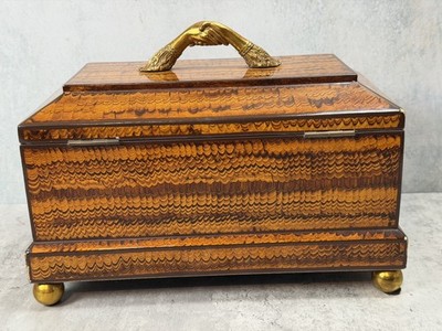Vintage Maitland Smith Veneer Trinket Box Jewelry Chest Brass