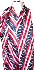 American USA Flag Fashion Scarf Womens Red White Blue Patriotic Long 58 x 13