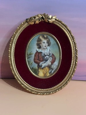 Miniatur Elfenbein gewölbter Rahmen oval Metall vergoldet William Devis Master Simpson