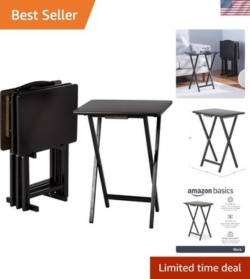 Versatile Portable TV Dinner Tray Sets Black Wood Trays with