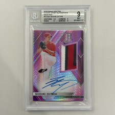 Shohei Ohtani 2018 Panini Spectra Neon Pink Prizm RC Patch Auto 28/49 BGS 9