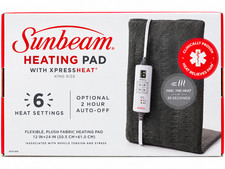 Sunbeam XpressHeat King Size Electric Heating Pad Purple 6 Heat Moist Auto-Off