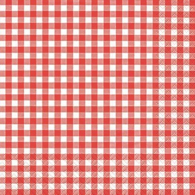 20 Servietten Karo rot  Kariert Landhaus Party Grillfest Muster rot Deko 33x33cm