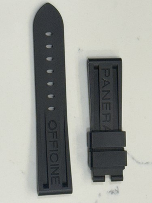 #ad Panerai 22MM Black Rubber Caoutchouc Logo Strap 22 20MM $118.57