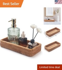Bathroom Storage Tray Rattan Natural Vanity Toilet Tank Basket Organizer