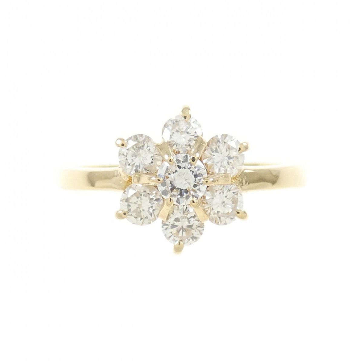 Authentic K18YG Flower Diamond Ring 0.50CT #230-000-013-8269