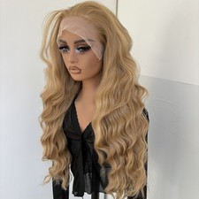 Synthetic Hair Heat Resistant Blended Blonde Women Long Wavy Frontal Lace Wigs