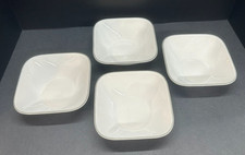 Corelle White  Gray Square Soup Cereal Bowls Set Of 4