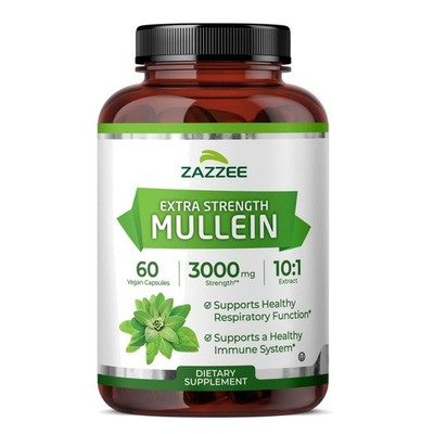 Pure 3000 mg Mullein Extract - 60  Capsules for Immune & Respiratory Health