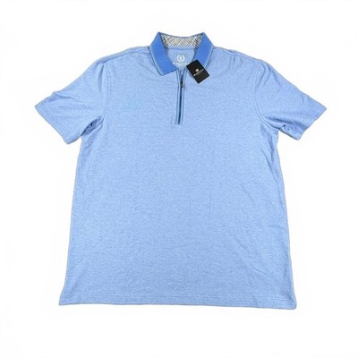 Bugatchi Uomo Men's Cotton Stretch Polo Shirt Light Blue Size XL (NWT)