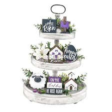 Easter Tiered Tray Decor, Farmhouse Tray Decorations, Happy Easter Religious