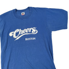 Vintage Cheers Boston Single Stitch Blue T-Shirt Size Medium Cotton Made In USA