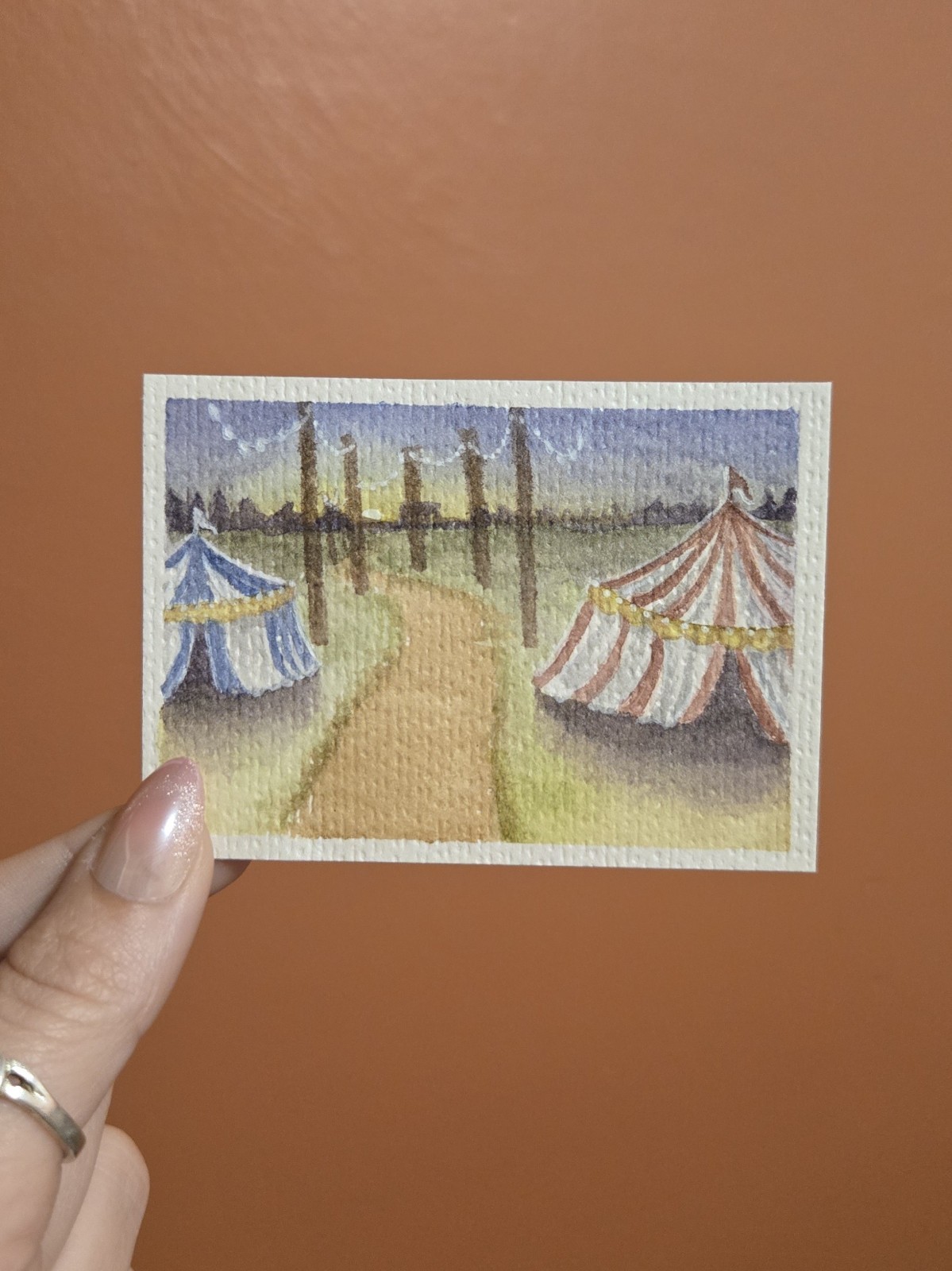 ACEO Original Watercolor Circus Tents OOAK - littlemichigal