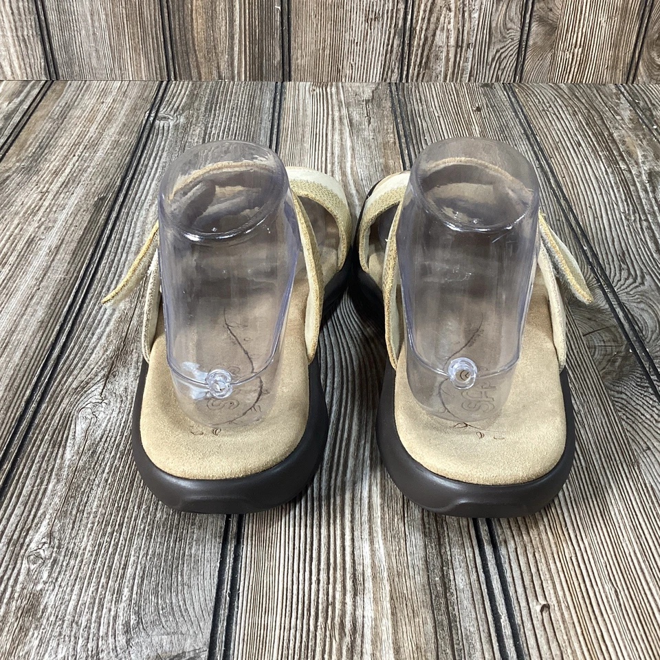SAS Nudu Slide Leather Sandals Womens Wide Size 10W Gold Brown Comfort Sandals - Image 4 of 4
