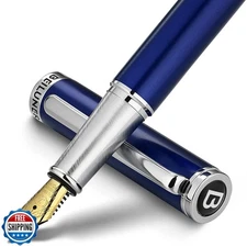 BEILUNER Luxury Fountain Pen Set,Solid 24K Gilded Fine Nib, Modern Classic Li