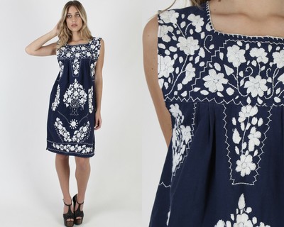navy blue mexican dress