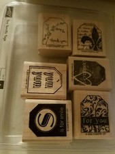 Stampin Up TOO TERRIFIC TAGS 6 Mounted Rubber Stamp Set Thank You Yum 4 you 2006